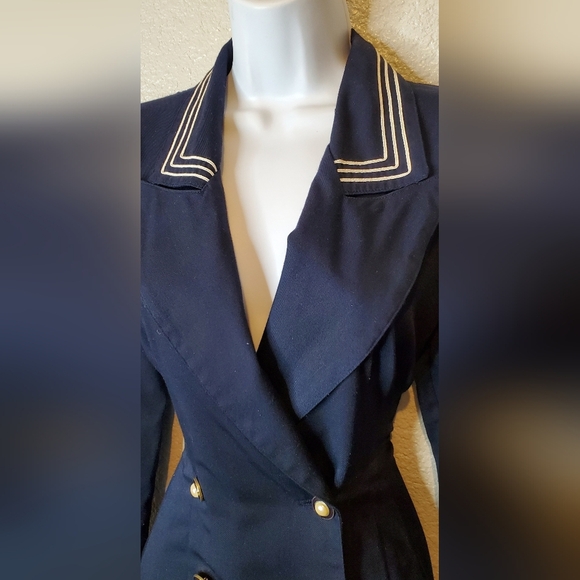 La Belle Vintage Navy Double-Breasted Nautical Suit Jacket Sheath Dress Size 6/7 - Picture 3 of 11